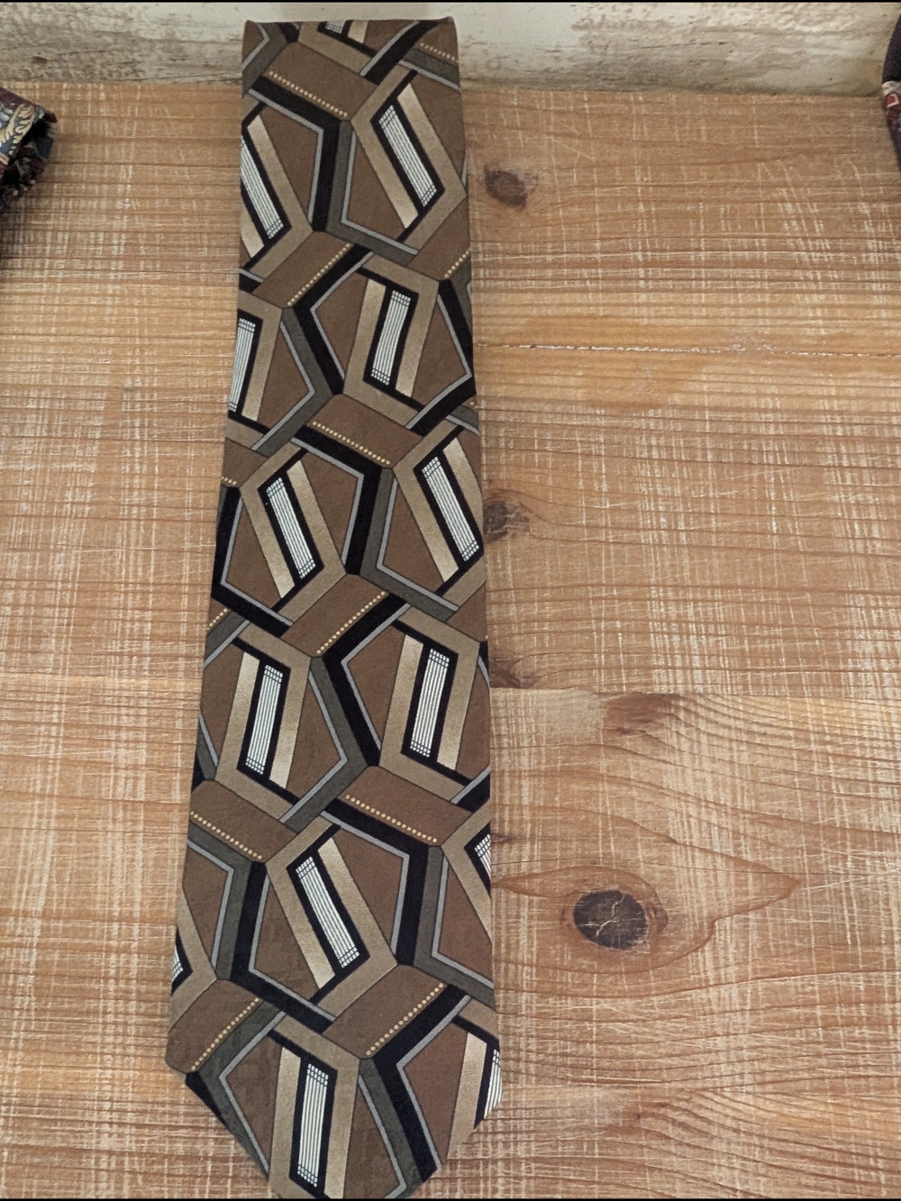 Men's Brown Geometric Pattern Tie